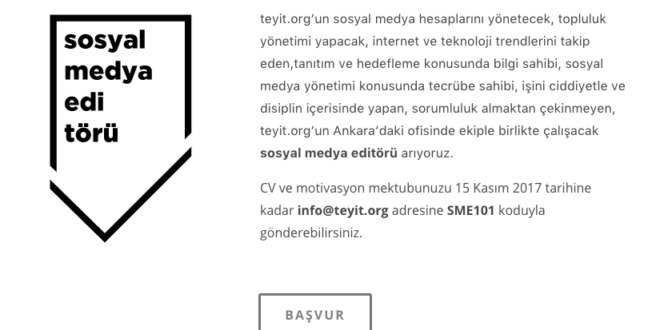 teyit.org sosyal medya editörü arıyor