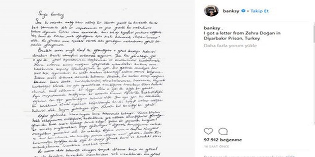 Zehra Doğan’dan Banksy’ye Mektup