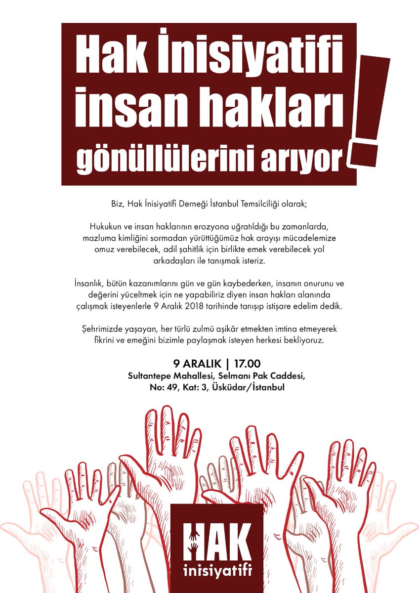 Hak İnisiyatifi İnsan Hakları Gönüllülerini Arıyor