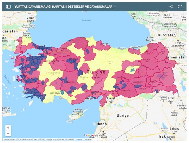 Yurttaş Dayanışma Ağı haritası